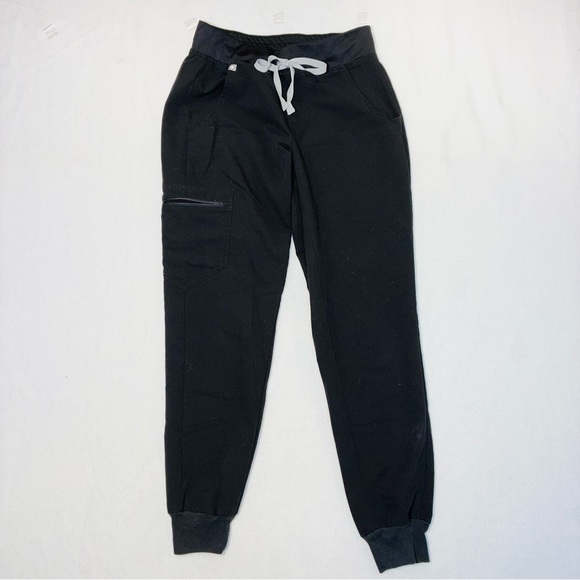 Figs Zamora Jogger Scrub Pants in Black Womens Size XS Pockets - Picture 1 of 9